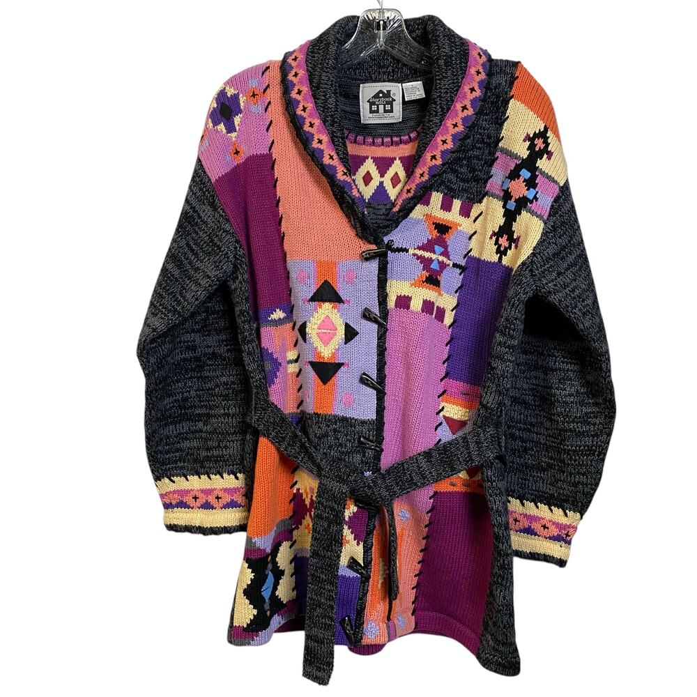 STORYBOOK KNITS L Cardigan & Shell Set Yellowstone Western Aztec CabinCore